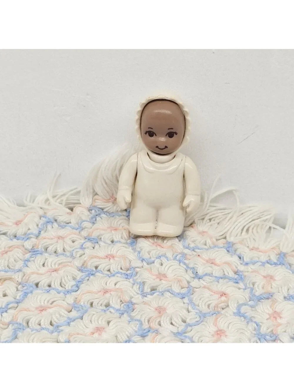Rare -Little Tikes African American Baby Figure With White Outfit Gender Neutral